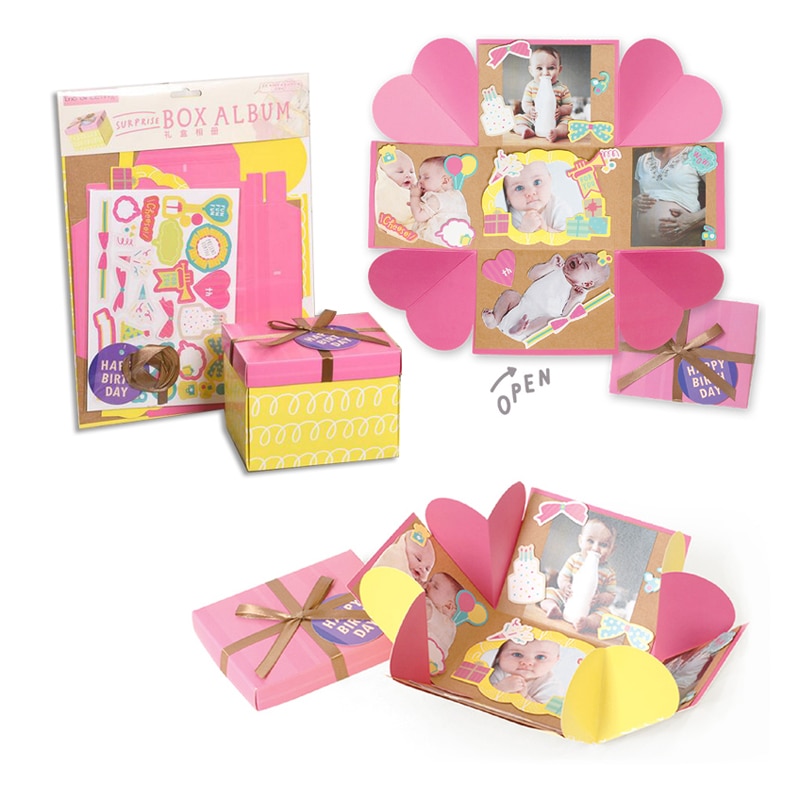 Baby explosie box wedding scrapbooking papier doos album card verjaardag valentijn explosie geschenkdoos