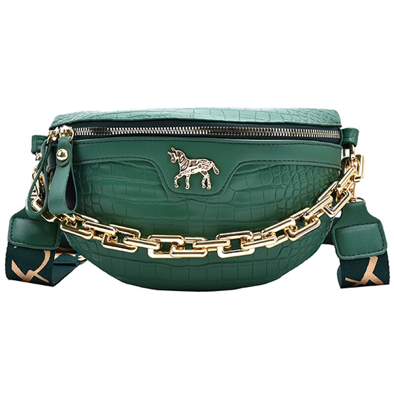 Bolso pequeño de piel sintética para mujer, bolsa de pecho a la , con cadena y cinturón de viaje,