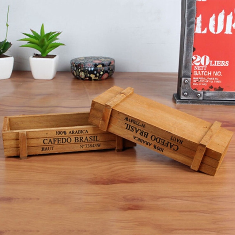 1PC Wood Flower pot Garden Planter Plant Pot Window Box Succulent Flower Bed Flower Pots &amp; Planters