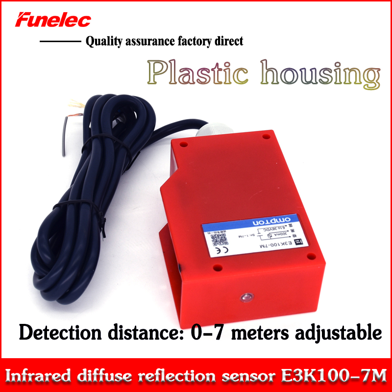 Long-distance diffuse photoelectric switch Infrared photoelectric sensor E3K100-7M Adjustable NPN