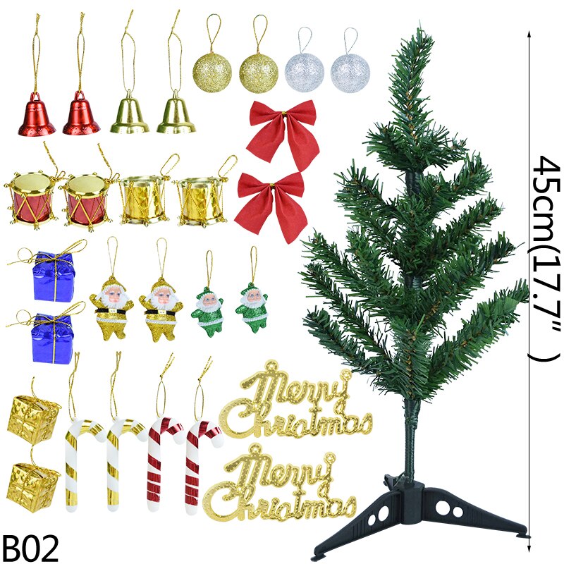 30/45cm PVC Christmas Tree DIY Hand Assemble With 23Pcs Christmas Tree Ornaments For Home Year Party Kids Navidad: 45cm with 28 decor