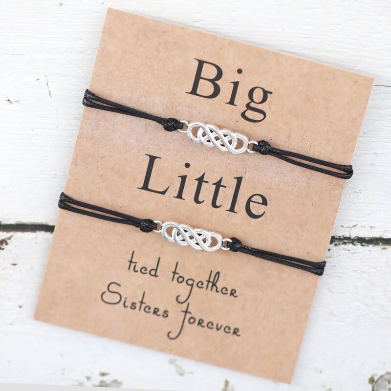 2 stuks/set twist big little sorority wish armband beste vriend infinity armband voor soul sister armband vriendschap: Zwart