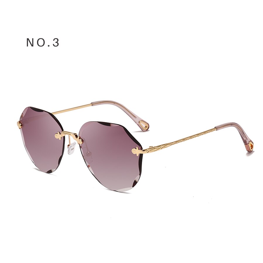 Aevogue solbriller til kvinder damer kantløse diamant skærende linse mærke ocean shades vintage solbriller  ae0637: No3