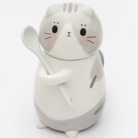 ¡Novedad! Gato de cerámica con forma de taza para café bonito y cuchara taza para la leche creativa pintada a mano, novedosos: Style 5