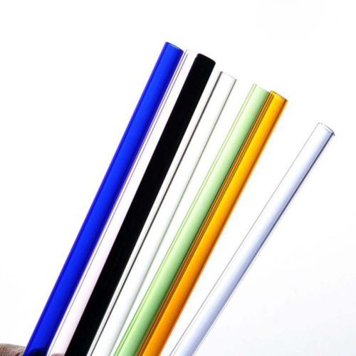 1pc Straight Simple Wedding Pure Color Pyrex Glass Drinking Straw Flat Birthday Reusable Party 20cm 9 Color