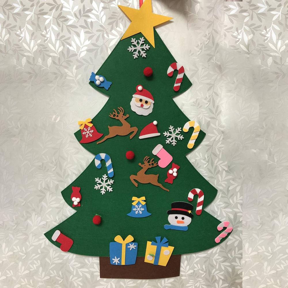 3D Christmas Tree Cartoon Felt Christmas Tree DIY Decoration for Home Door Wall Hanging Ornaments Children