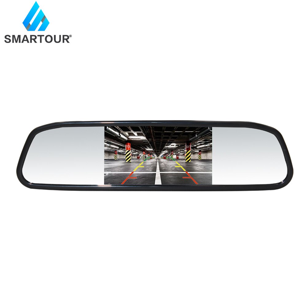 Cámara de marcha atrás smartour de 4.3 pulgadas para coche, monitor de espejo retrovisor hd, transmisor de aparcamiento inalámbrico: Plata
