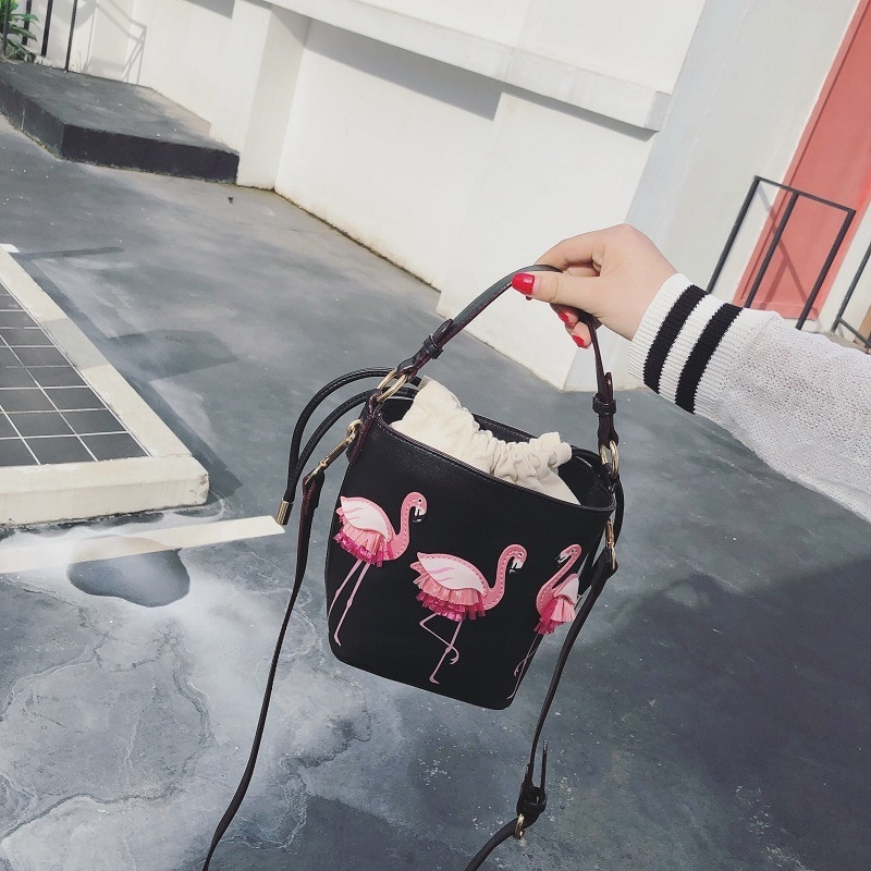 Sacs à main en cuir PU pour femmes, sac seau de styliste Flamingo, sac à bandoulière pour dames, sacs de Massage,