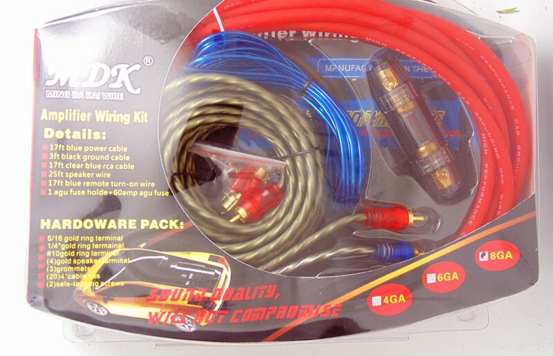 Speakers Wiring Kits Cable 60A Car Audio Amplifier Subwoofer Speaker Installation 8GA 5m Power Cable 1500W AMP Fuse Holder