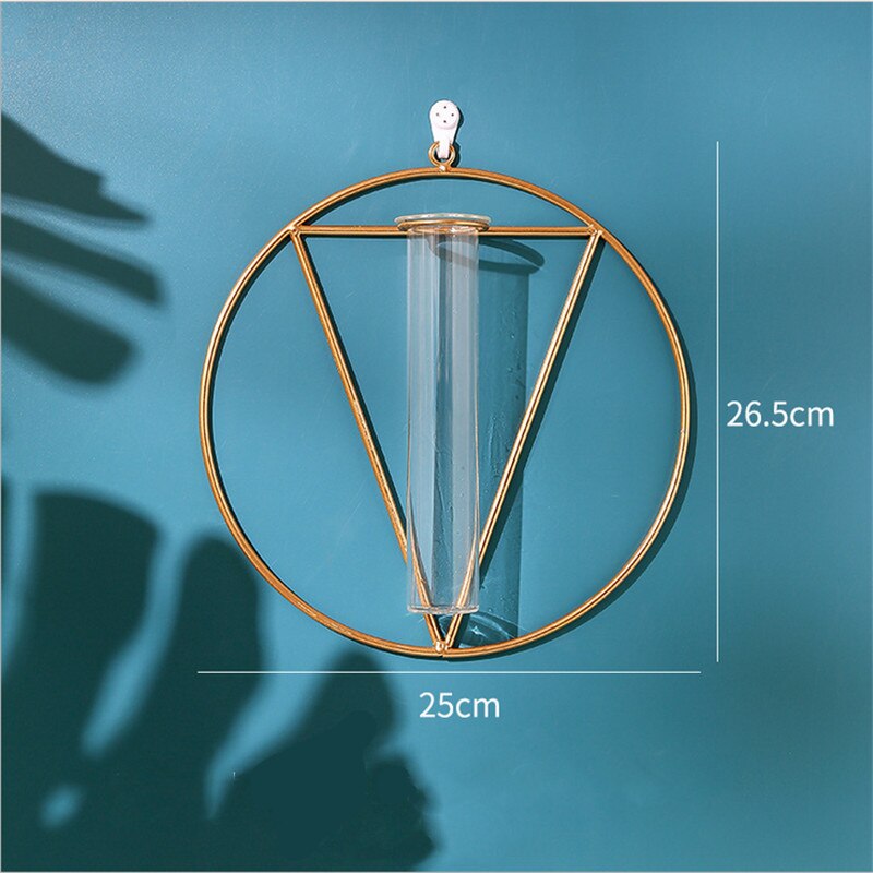 Muur Opknoping Glazen Reageerbuis Vaas Helder Hydrocultuur Pot Container Bloem Fles Shop Home Decoratie Ornament Gratis Punch: Triangle circle