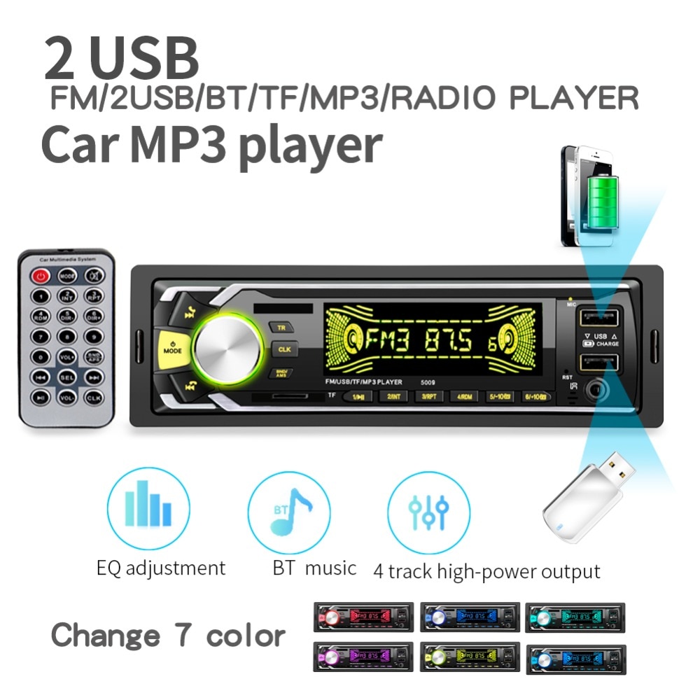 Radio Auto Autoradio 1 Din Bluetooth SD MP3 Speler Coche Radio Estereo Poste Para Auto Audio Stereo Carro 2 DUBBELE USB