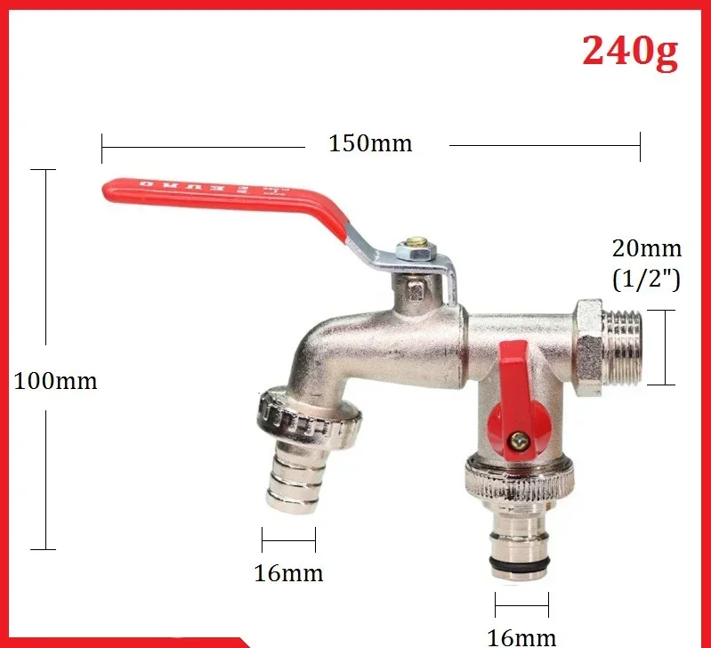 Garden Tools Brass Water Faucet 1/2" Outside & Inside Used Easy Turn On/Off Lever Handle Watering Supply Taps Ball Valve: Yellow