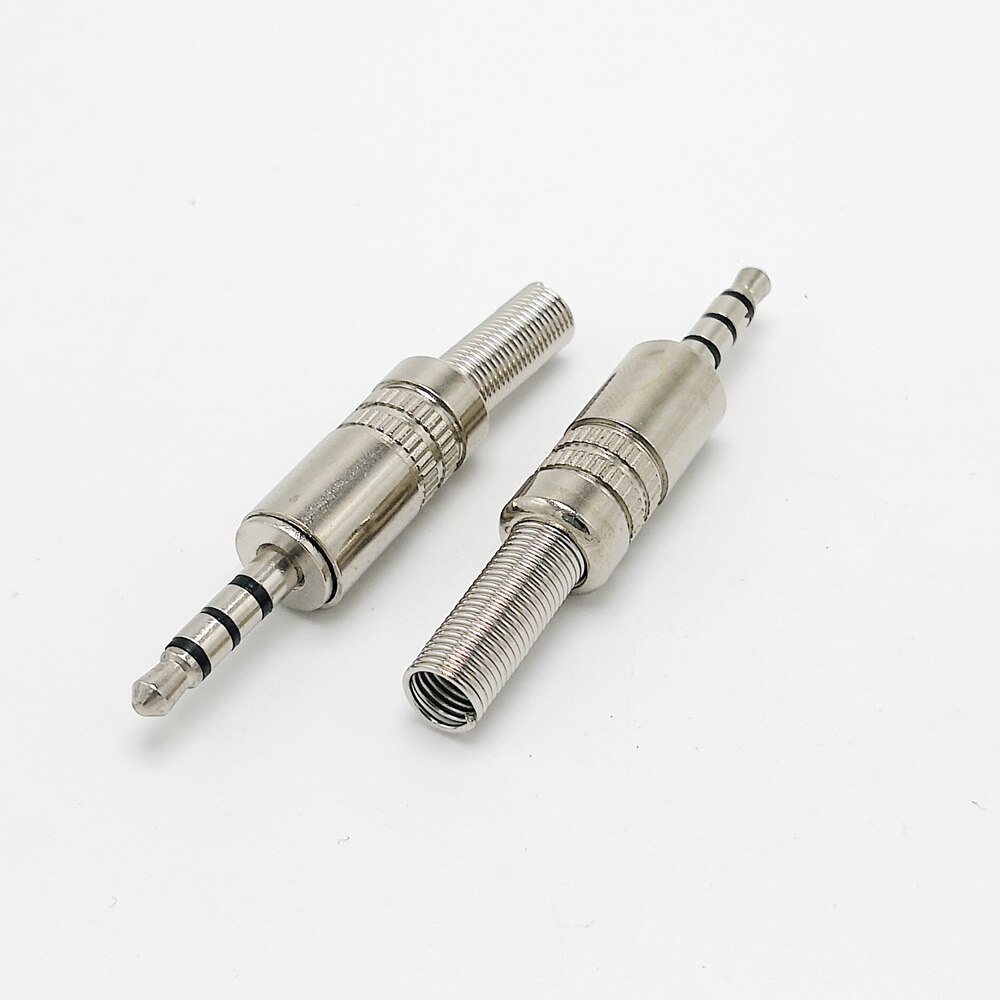 10pcs/lot 4 pin 3.5mm Male Plug Aluminum Shell Stereo 4Pin 3.5 Jack Wire Connector Heaphone Earphone Plug