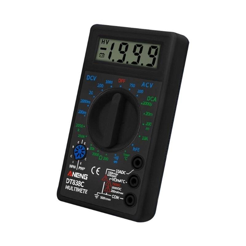 DT838 Digital Multimeter Tester AC/DC Voltage Current Resistance Temp Test Meter