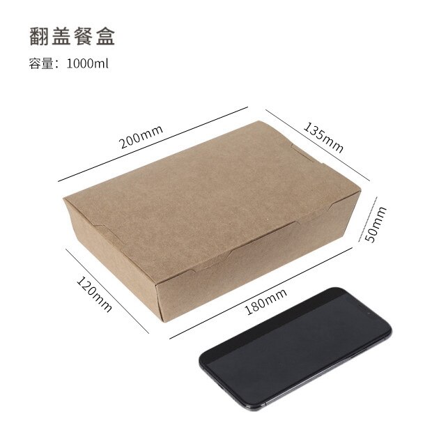disposable kraft paper lunch box takeaway packaging box fried chicken pizza food fruit packaging: 1000ml 10pcs