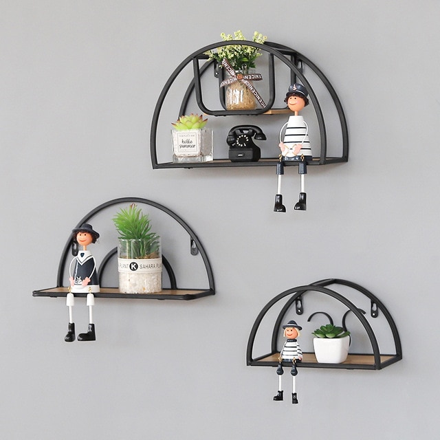 Ijzer Halfronde Muur Plank Creatieve Thuis Woonkamer Slaapkamer Muur Opslag Rack Plank Muur Thuis Decor Muur Plank Drijvende