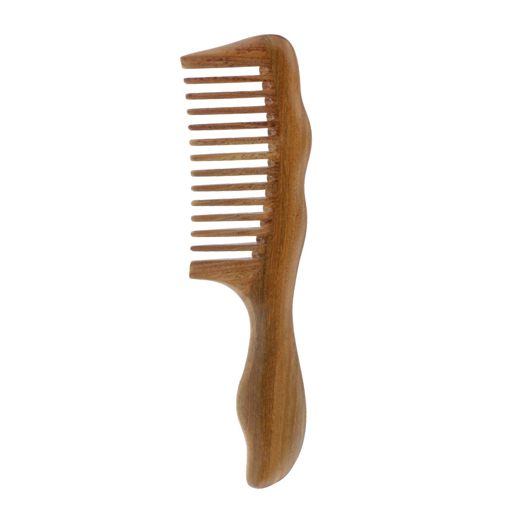 Pro brosse à cheveux en bois bois, peigne à dents large en bois de santal vert, brosse de Massage antistatique du cuir chevelu de poche