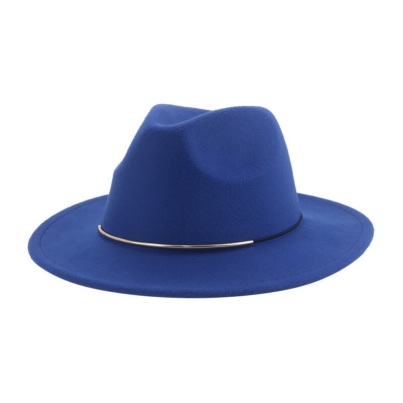 Sombreros de ala ancha Para hombre Y mujer, sombrero de Panamá, banda sólida, Formal, iglesia, boda, invierno,: blue