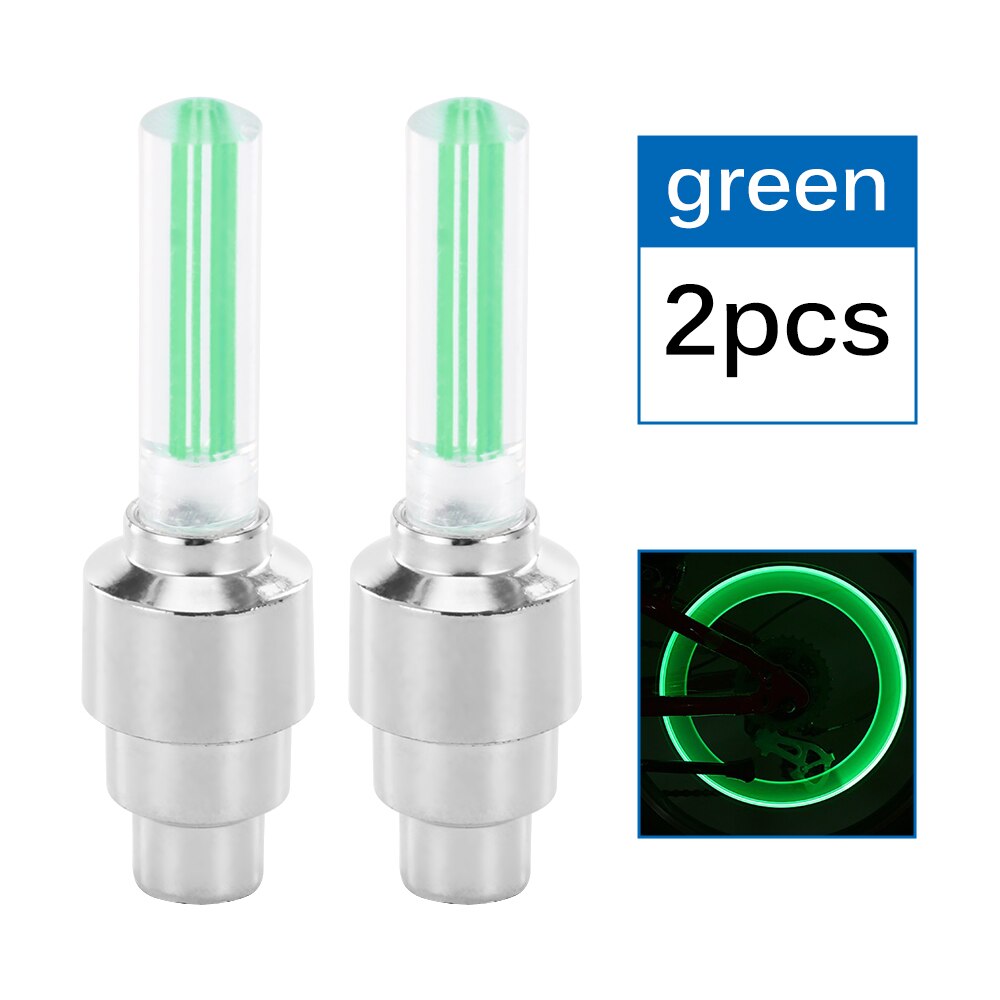 2 stücke Neon- Lichter Farbe Reifen Rad Ventil Kappe Licht LED Lampe Blitz Auto Reifen Ventil Kappen Luft Abdeckung Reifen Rand Ventil Rad Stengel Deckel: Grün
