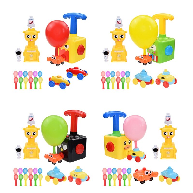 Ballon Aangedreven Launch Auto Opblaasbare Ballon Pomp Hand Push Mini Plastic Air Power Ballon Racer Voertuig Auto Speelgoed Voor Kinderen