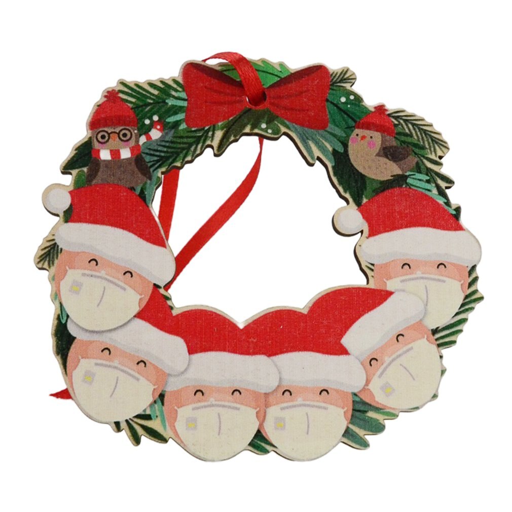 Cute Christmas Family DIY Christmas Tree Resin Pendants Snowman Pendants Wearing Masks And Christmas Hats: 6 doll