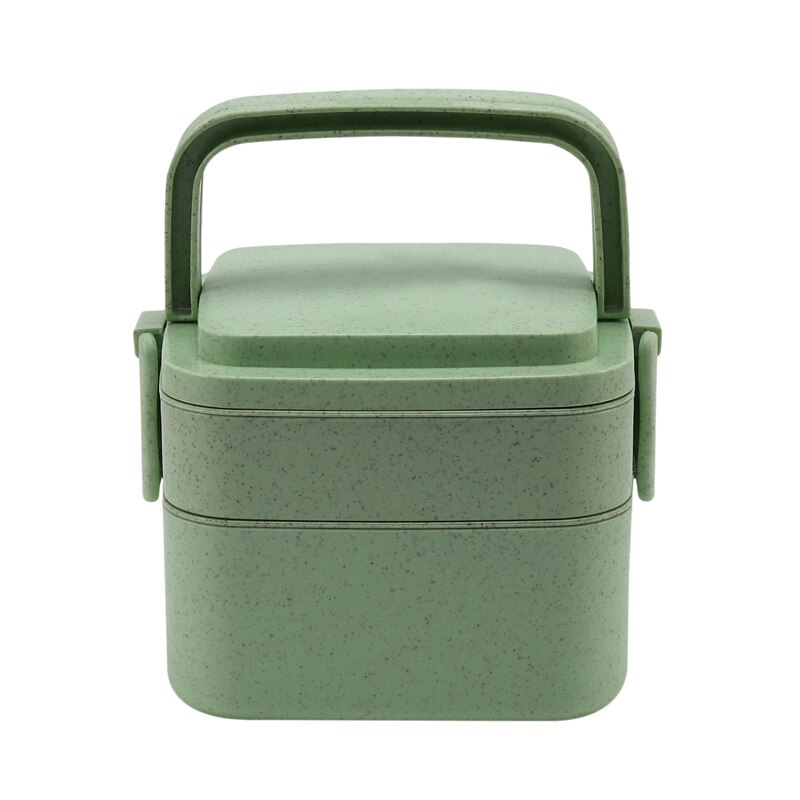 Lunchbox van tarwestro, dubbel rooster, draagbare lunchbox voor studenten, verzegelde lunchbox voor op het werk