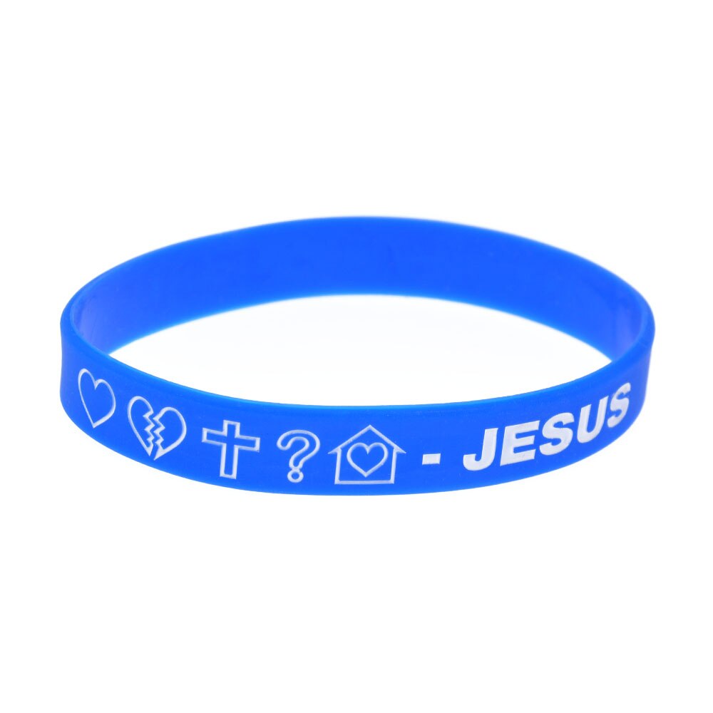 1 ud. Pulsera de goma de silicona de Color azul y negro Jesús amor para fe religiosa