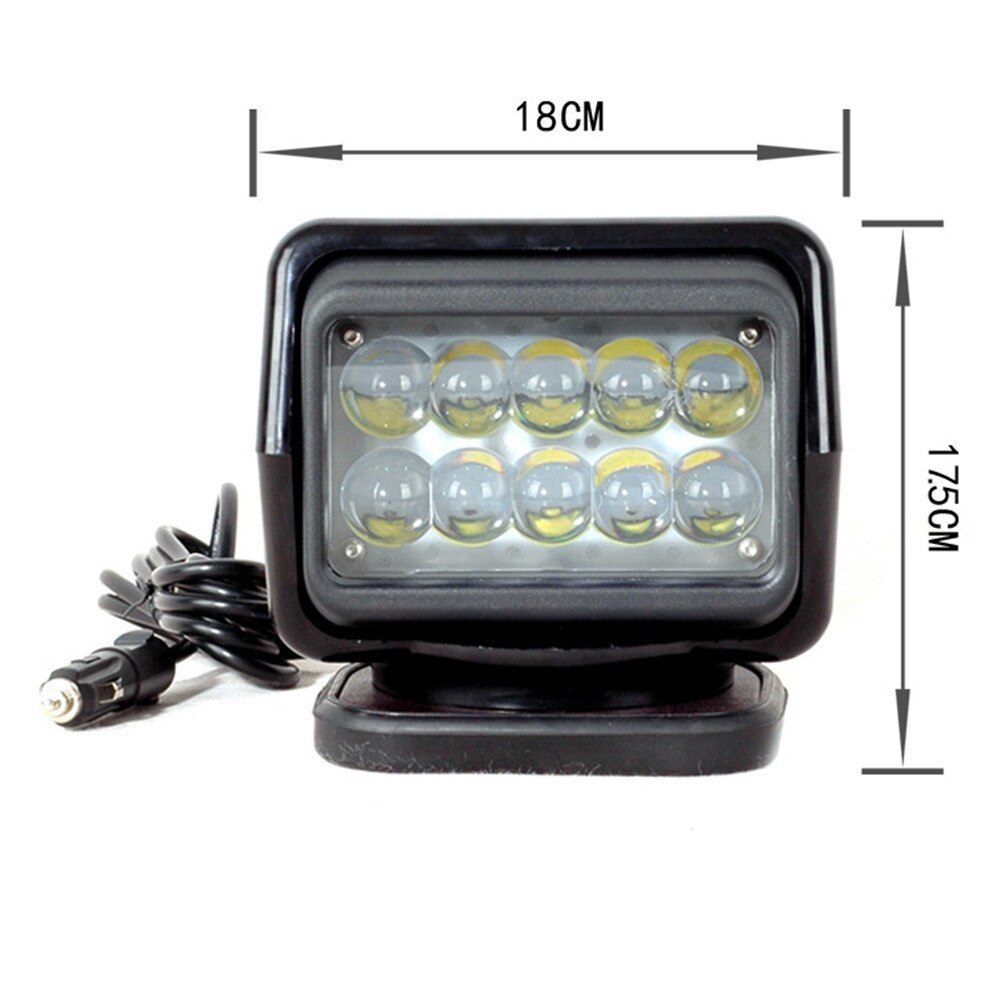 Projecteur Led avec télécommande, 50W, 7 pouces, 12V, 24V, Spot pour travaux, camion, bateau, SUV, pêche Marine, camping, 1 pièce: Low Black