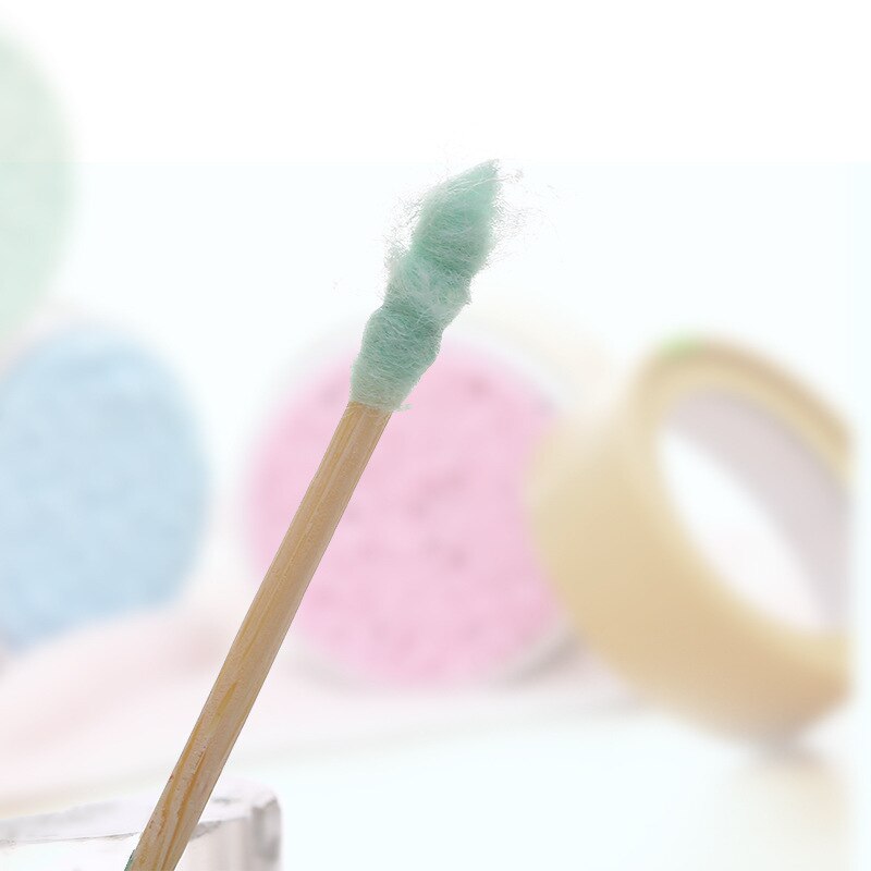 200pcs/Box Double Head Cotton Swab Bamboo Sticks Cotton Swab Disposable Natural Wooden Ear Swab Makeup Buds Nose Ears Cleaning