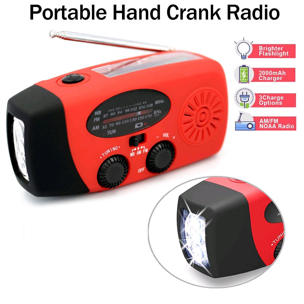 Emergency Radio 5000mAh Bluetooth Speaker Solar Radio Hand Crank Portable Radio Fm/Am SOS Alarm Charging Mobile Devices