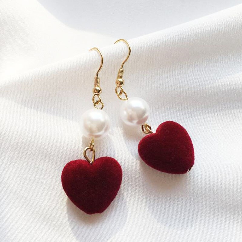 Boucles d&#39;oreilles en forme de cloche pour femmes, bijoux à nœud rouge, en forme de cœur, perle, boule, tendance, fête de mariage, noël, pour filles: Red Earrings 8