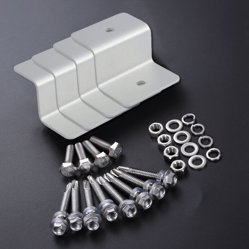 4pcs/set Metal Solar Panel Mounting Bracket Set Z-shaped Aluminum Roof Bracket Carvan Solar System installation accessories