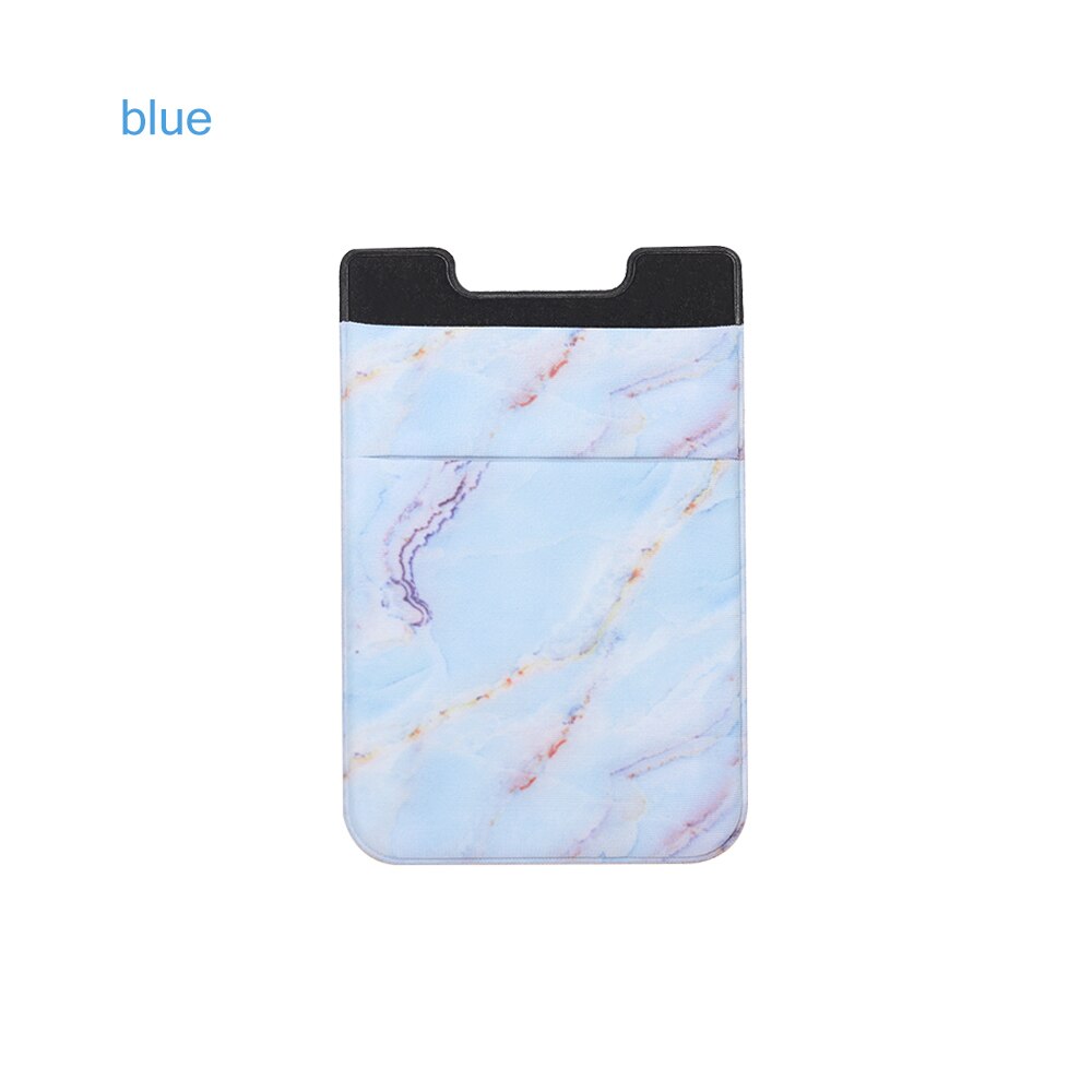 Elastic Mobile Phone Wallet Credit ID Card Holder Adhesive Pocket Sticker Phone Card Holder Accessory: Blue