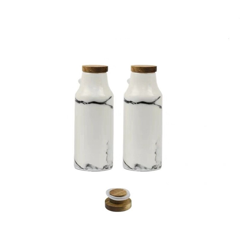 Keramik Salz Und Pfeffer Öl Flasche einstellen Marmor aufbringen Olive Soja Gewürz Essig Flaschen Hochzeit Favors Küche Kochen Werkzeuge: 2Stck Öl Flaschen