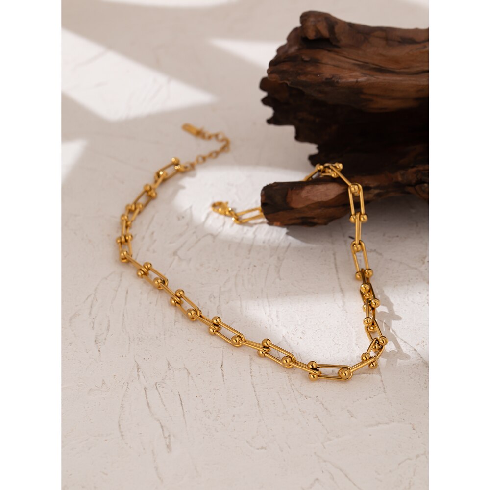 Yhpup Minimalistischen 316L Edelstahl Kette Kragen Halskette 18 k Metall Gold Aussage Halskette Schmuck Party