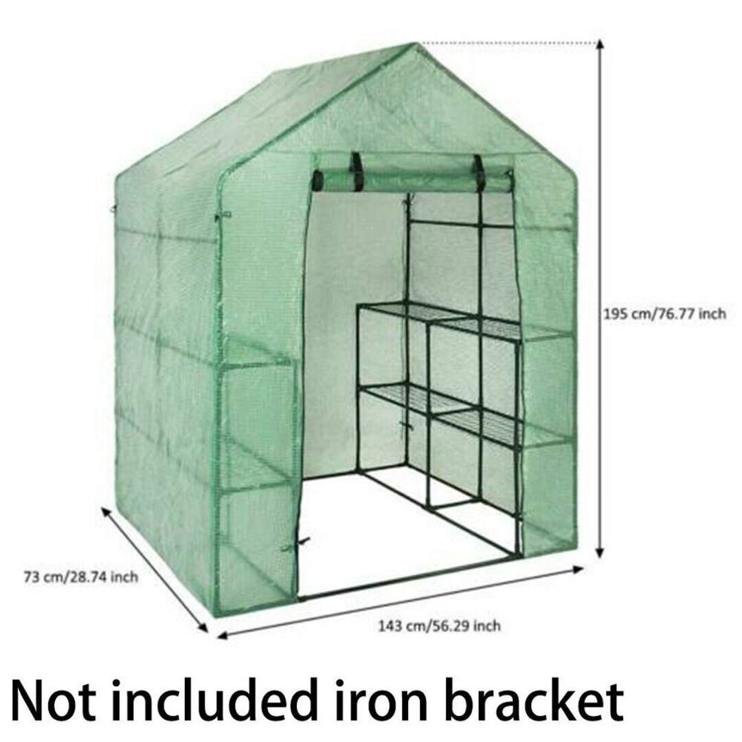 143*73*195cm utendørs hage plast pvc deksel drivhus vokse hyller hette rull-opp dør hjem hage plantepleie verktøy