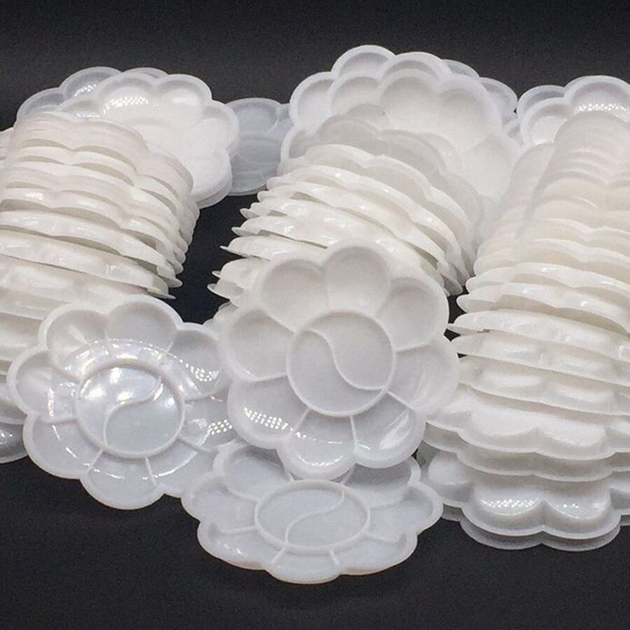 Blomme blomst form plast palet kunst maling plast tegnebakke farve palet til olie akvarel hvid maleri palle maling