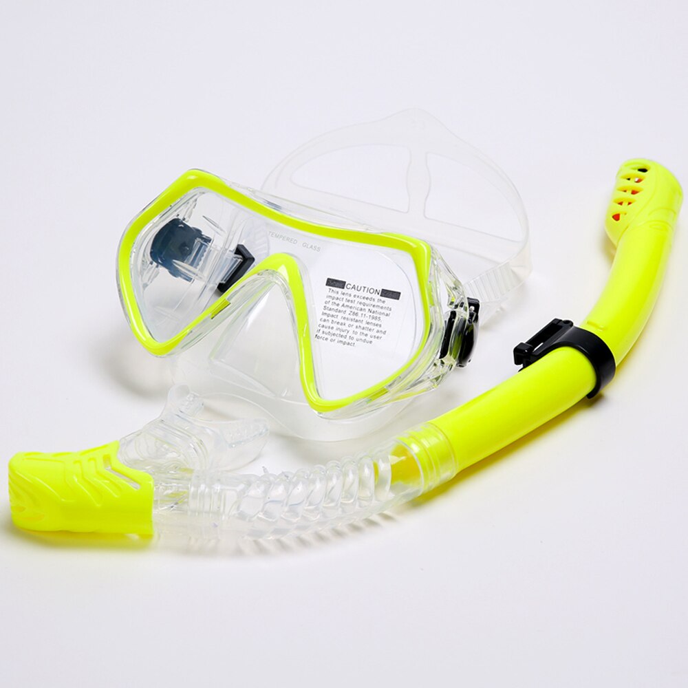 Máscara de buceo para adultos, gafas antiniebla de silicona, equipo de pesca para piscina, 10 colores, novedad: Yellow Set