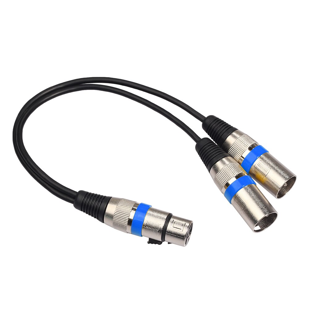 3Pin XLR Female Jack to Dual 2 Male Plug Y Splitter 30cm Adapter Cable Wire: Blue