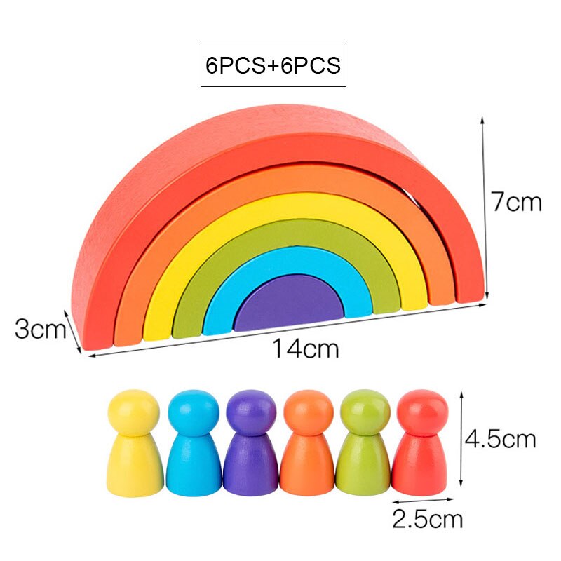 Montessori Spielzeug Gebäude Regenbogen Holz Spielzeug Montessori Bildungs Holz Spielzeug Stapeln Pädagogisches Spielzeug Für Kinder Kinder Spielzeug: WT264 12PCS