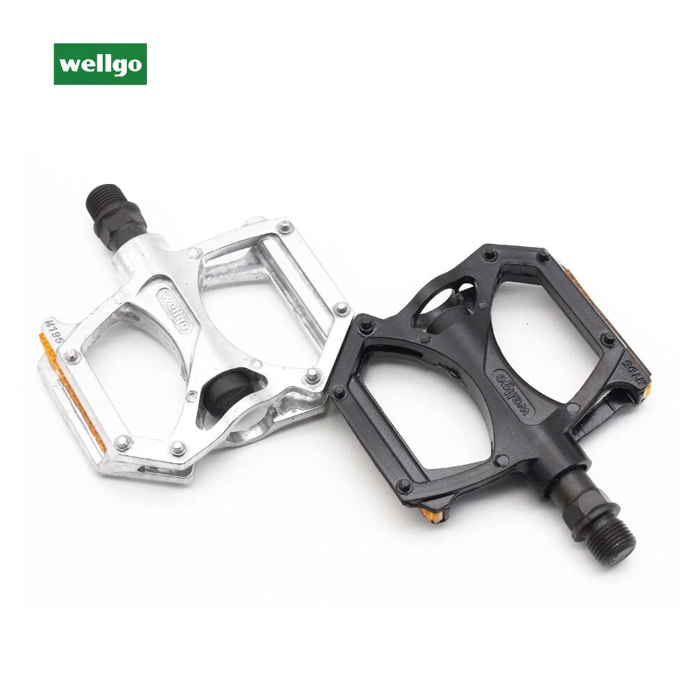 WELLGO Pedal M195 Aluminum Alloy MTB Bike Pedals 2DU Bearing Ultralight Pedal Mountain Bicycle Parts With Reflector