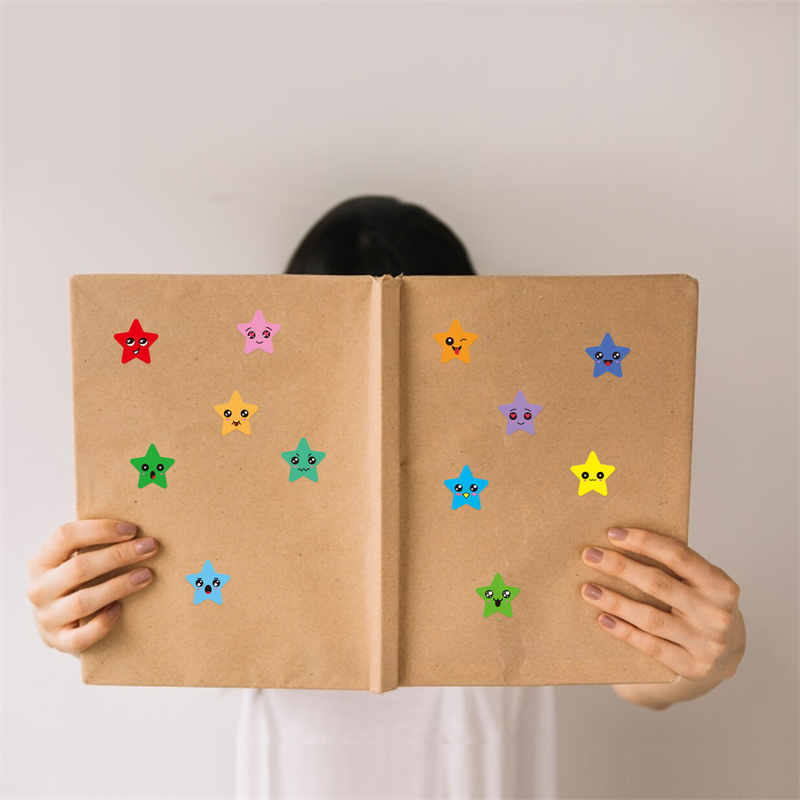5-20sheets Kids Reward Stickers 15 Happy Smile Face Star Stickers Students Reward Chart Behavior Labels Scrapbook Crafts