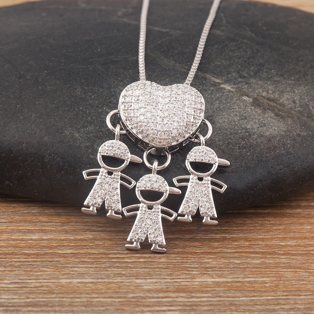 Nidin Trend Son/Daughter Boy/Girl Pendant Necklaces Female Versatile Chain Choker Jewelry Birthday: Blue white zinc plated