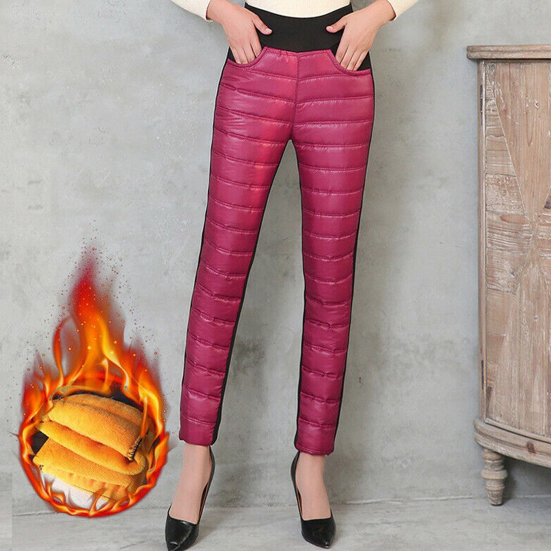 Frauen Hosen Winter Hohe Taille Slim Warme Dicke Ente Unten Legging Hosen Dünne Outdoor YS-BUY