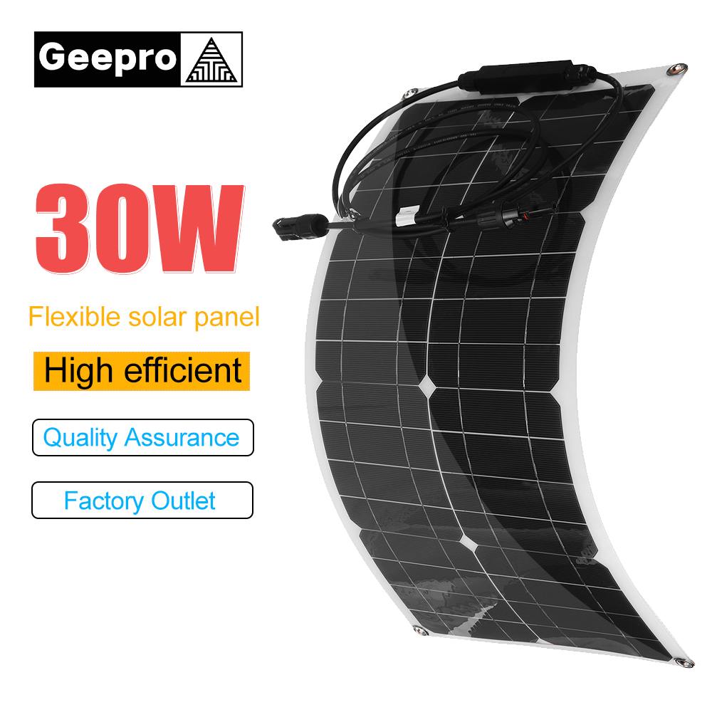 30W Solar Panel Kit Complete 12/24V With 30A/60A/100A Controller Monocrystalline Solar Cells for Car Yacht RV Battery Charger