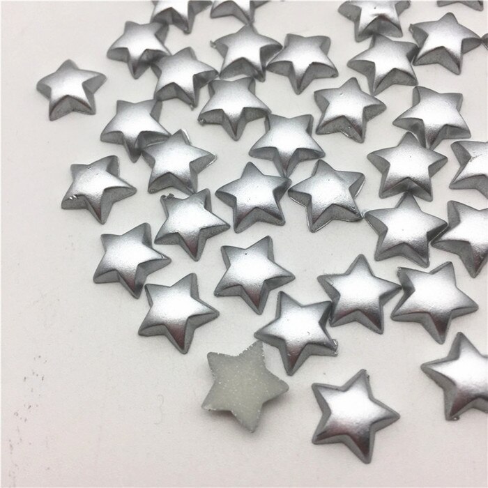 100 st 10mm pärla vit rosa silver silver röd harts stjärna flatback cabochons utsmyckningar för korttillverkning diy bröllop jul hantverk: Silver-