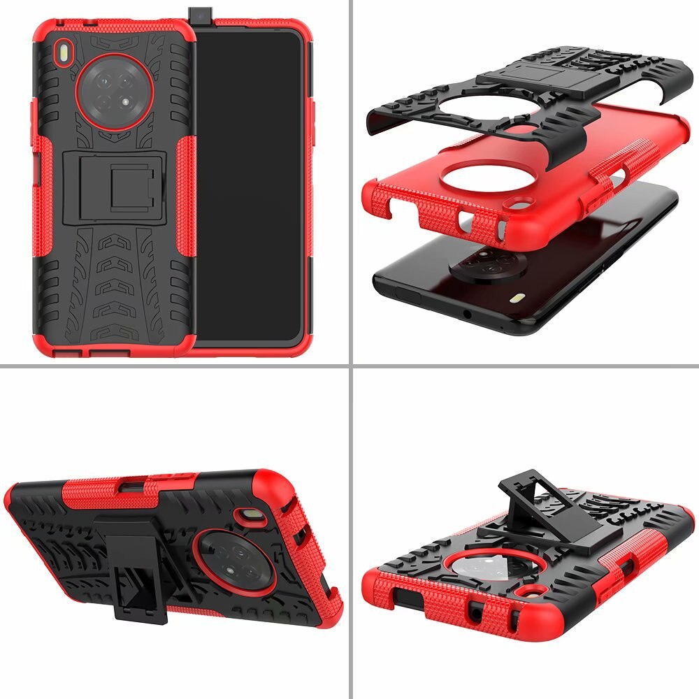 For Huawei Y9a Hard Case + Tempered Glass Hybrid Armor Soft Heavy Duty Stand Protection Enjoy 20 Plus 5G Silicon Cover