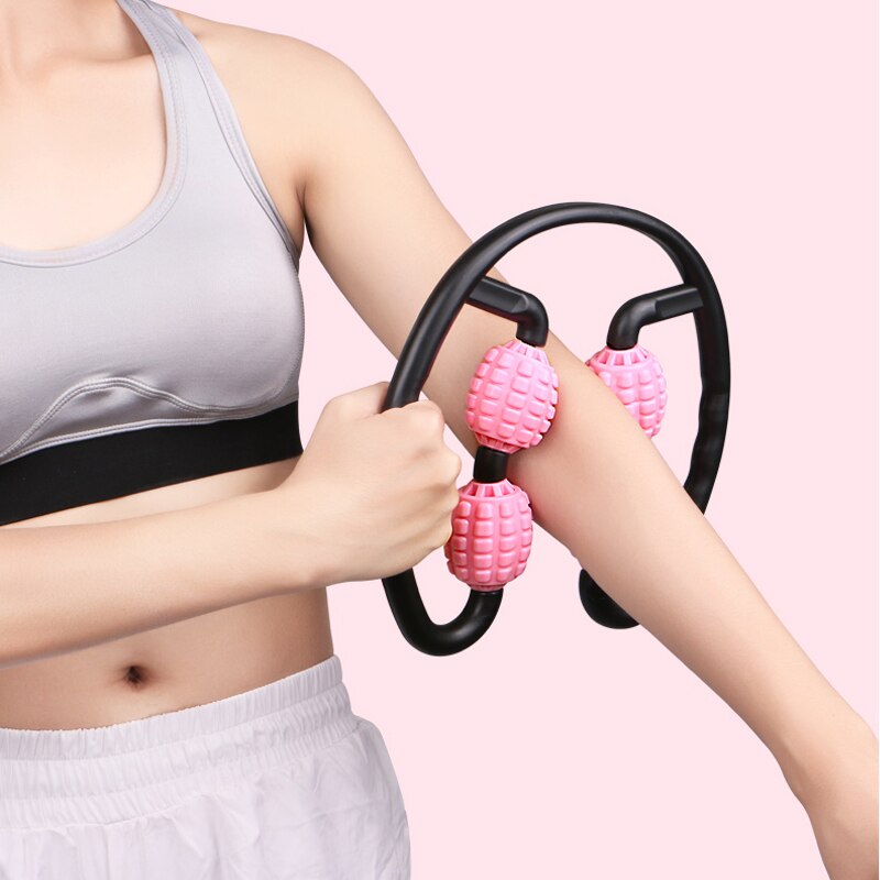 U-shaped Trigger Point Massage Roller, Gym Yoga Pilates Four-wheel Roller For Arms, Legs, Neck And Muscle Tissue