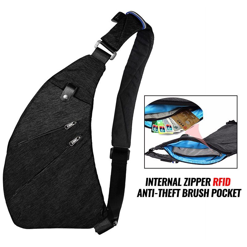 DIENQI Nylon Waterproof Waist Bag Brand Men Holster Anti Theft Shoulder Bag Sports Travel Personal Pocket Bags Casual Chest Bag: Black