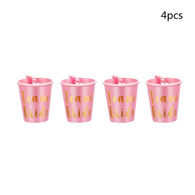 2-6pcs Team Bride To Be Wedding Decoration DIY Plastic Shot Glasses Necklace Bachelorette Party Decor Mariage Bridesmaid: 4pcs pink